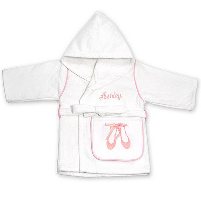 Girl's Cotton Velour Robe with Logo Choice